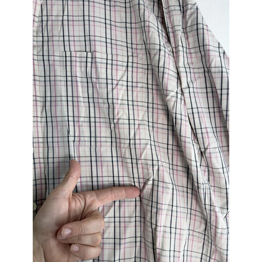 Burberry London Shirt Mens Large Pink Gray Check Plaid Button Down Made USA - Picture 4 of 7